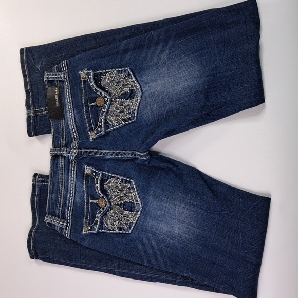 Grace in LA Bootcut Wing Bling Button Flap Back Pockets Size 27 - Picture 6 of 17